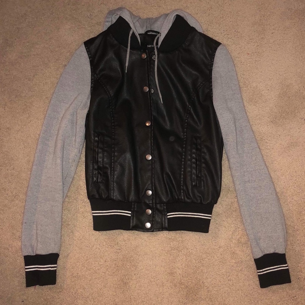New Look faux leather varsity jacket